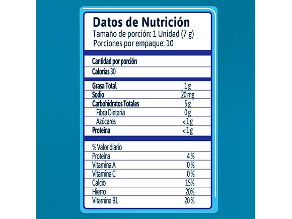 Galletas para bebés GERBER Datos de Nutrición